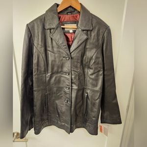 NWT - 100% Lambskin Leather Jacket - Croft & Barrow - Black - Size XL